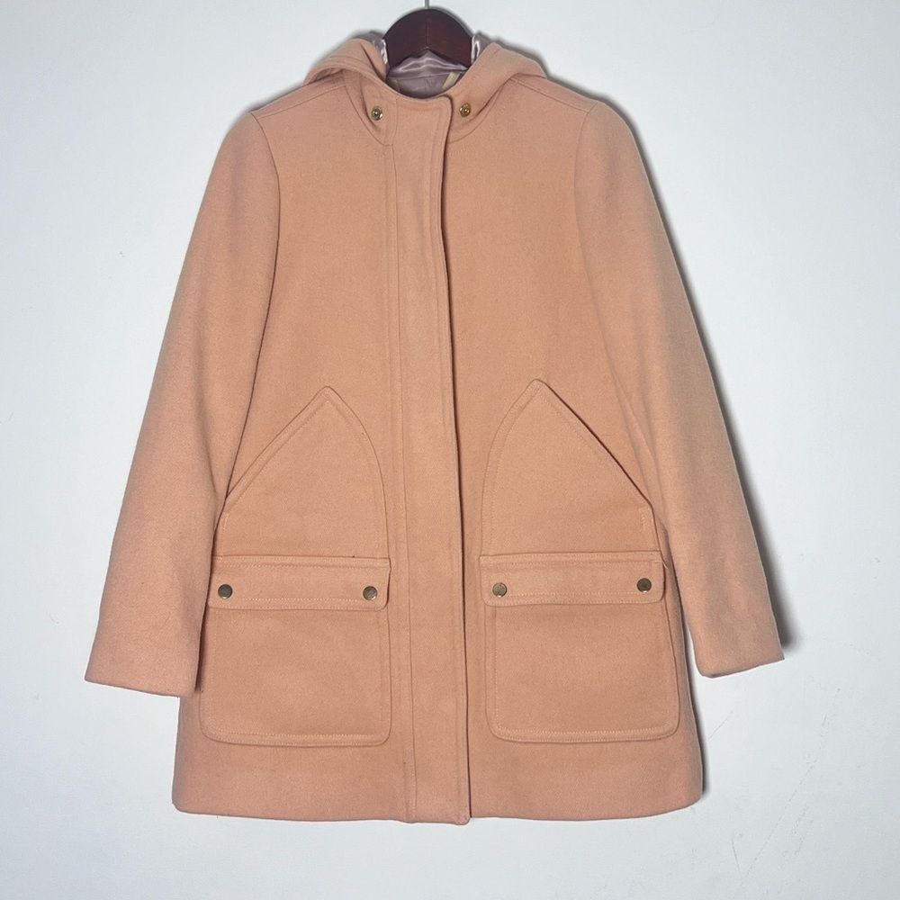 J. Crew Chateau Salmon Hooded Wool Blend Parka Coat Women’s Winter Jacket